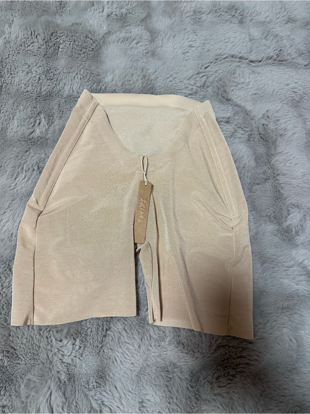Aritzia Beige High-Waist Shaping Bike Shorts